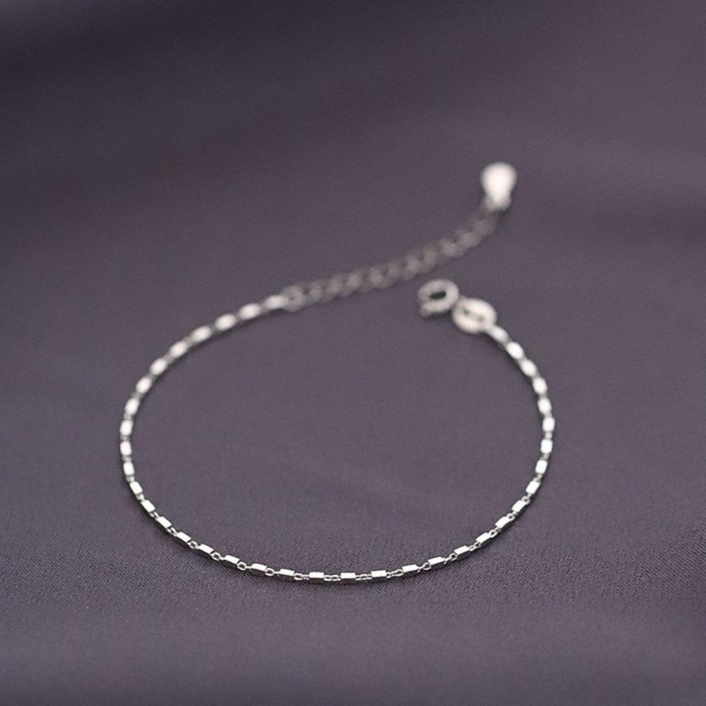 925 Silver Plated Minimalist Square Bracelet for Women Unique Design Luxury Jewelry