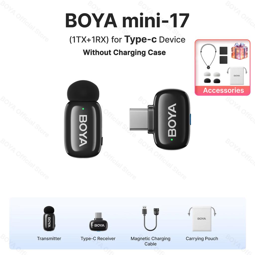 BOYA BOYA mini Wireless Lavalier Microphone for iPhone 15/16 Android USB-C Devices Noise Reduction for Video Recording Streaming