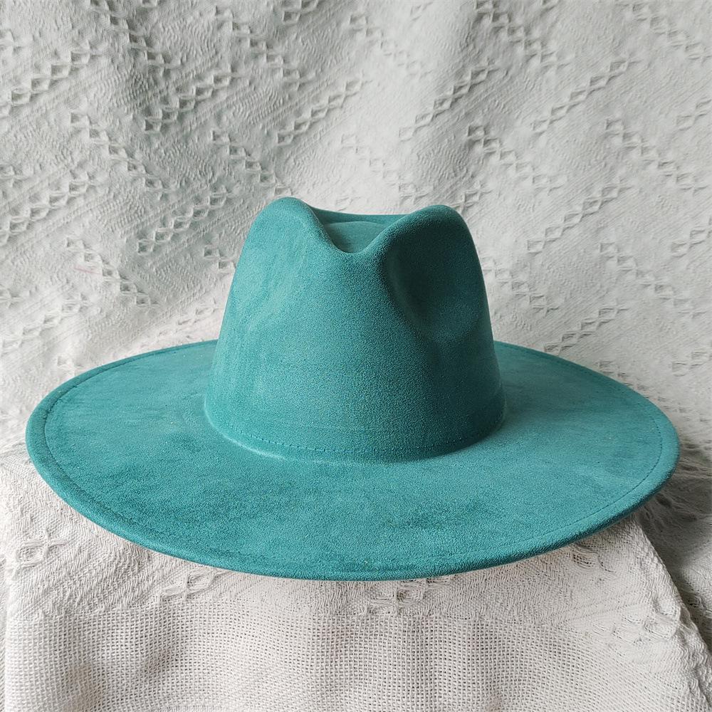 New Color Malachite Green Suede Top Hat Big Edge 9.5Cm Peach Heart Top Jazz Hat Simple And Fashionable
