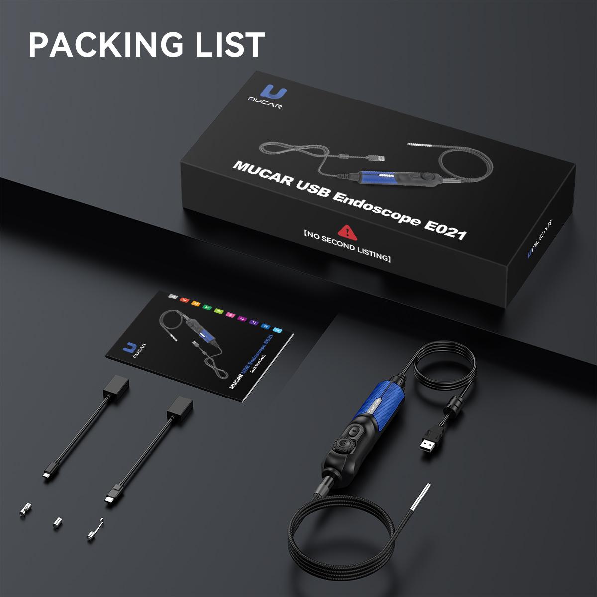 

MUCAR E021 USB Video Camera, Inspection Video Scope Endoscope for THINKSCAN 689BT, THINKTOOL Mini, MUCAR 892BT, MUCAR VO7S/VO8 Endoscope