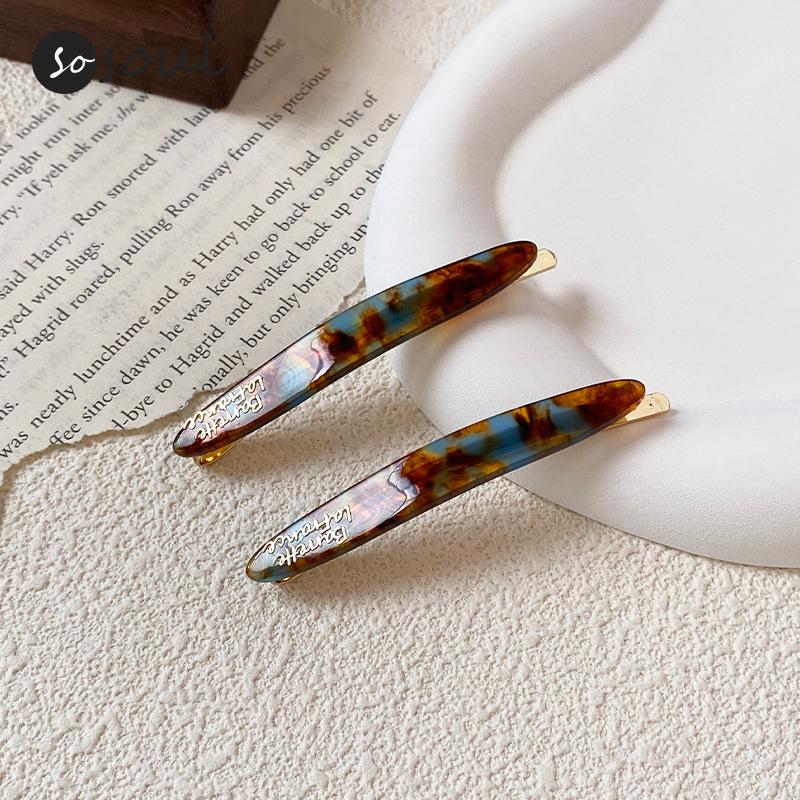 2Pcs/Set Little Willow Leaf Hair Clip French Simple And Elegant Style Side Clip Bang Hairpin One Line Hair Clip