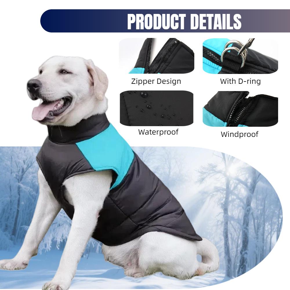 Winter Big Dog Clothes Waterproof Vest Jacket For Small Dogs Cats Outdoor Warm Puppy Coat With D Ring Labrodor Pug Pet Costume