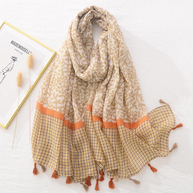 Women Fashion Aztec Lovely Floral Tassel Viscose Shawl Scarf Lady Print Pashmina Stole Wrap Snood Bufandas Muslim Hijab Sjaal