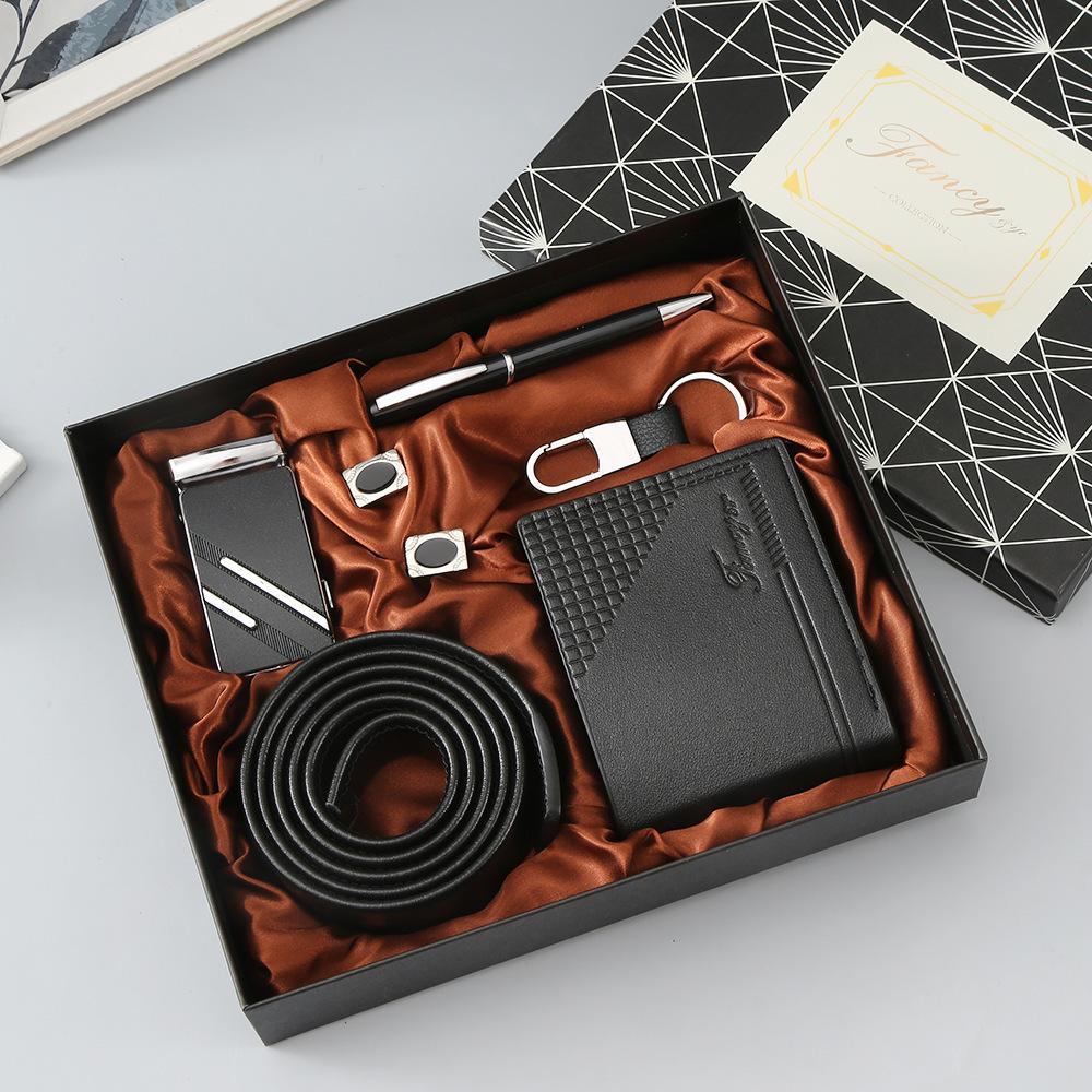 Set de Regalo para Hombre, Cartera + Reloj + Caja para Cinturón, Regalo de San Valentín Día del Padre para Novio Amigo