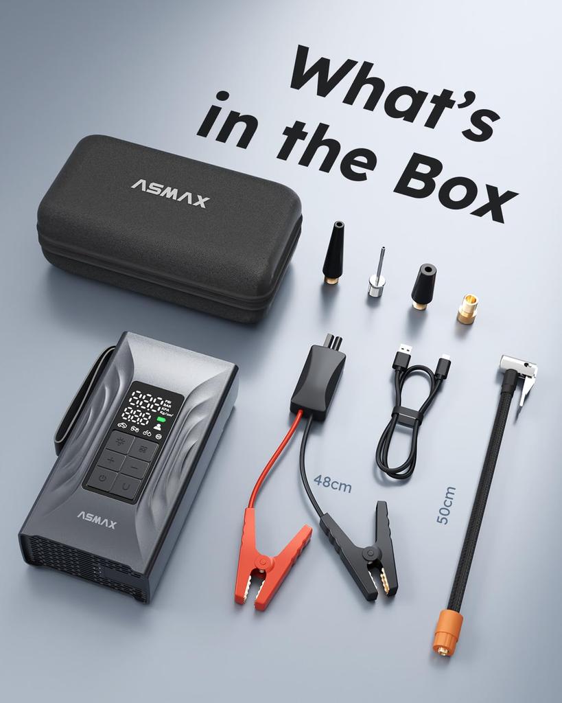 ASMAX T20 Jump Elektrická vzduchová pumpa pro 12V 4000A Špičkový startér motoru pro 150 PSI Nouzový start motoru pro 12000mAh Velký Kompatibilní až do 9L