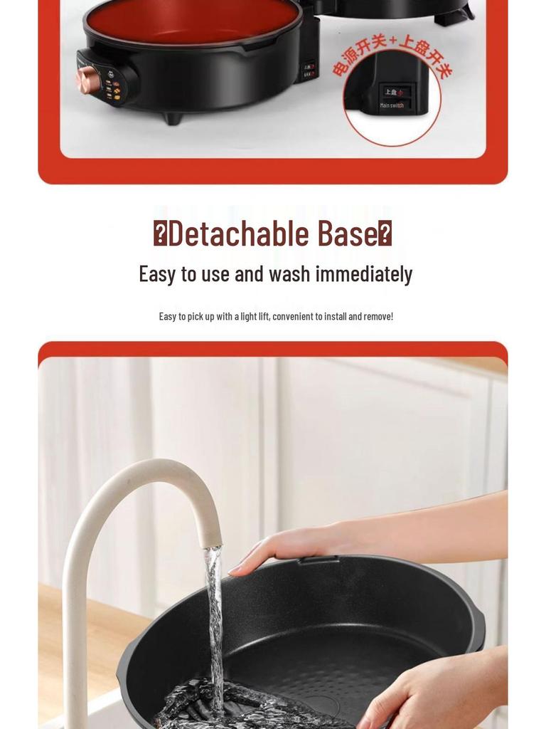 Dual-Sided Electric Pancake Maker with Deepened and Enlarged Design – Detachable, Washable Pancake Pan