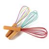 4 Pcs Silicone Whisk Wooden Handle Comfortable Grip Scratch-resistant Silicone Wrapped Egg Beater Kitchen Whisks for Cooking