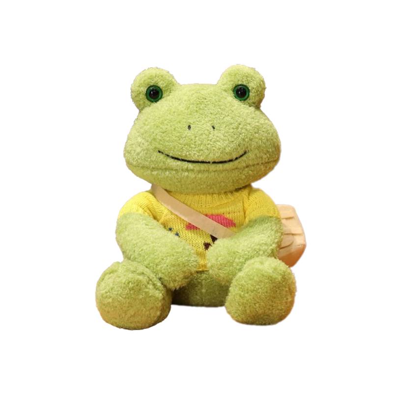 Plush Frog Toy Kids Cartoon Accompany Stuffed Green Backpack Animal Pillow Doll