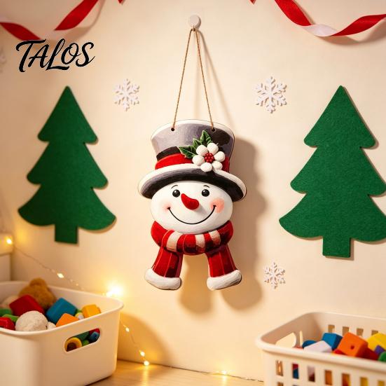 Xmas Tree Hanging Embellishment Christmas Snowman Wooden Sign, Farmhouse Rustic Winter Door Decor, Indoor Home Decorations Welcome Plaque for
