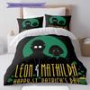 Leon Muster Bettwäsche Steppdecke Set Bettbezug Kissenbezug Heimdekoration Geburtstagsgeschenk (1 Bettbezug + 2 Kissenbezüge, ohne Füllung)
