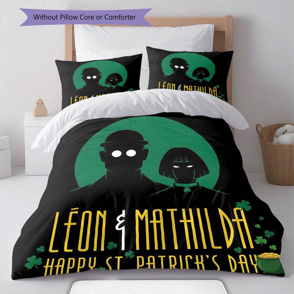 Leon Muster Bettwäsche Steppdecke Set Bettbezug Kissenbezug Heimdekoration Geburtstagsgeschenk (1 Bettbezug + 2 Kissenbezüge, ohne Füllung)
