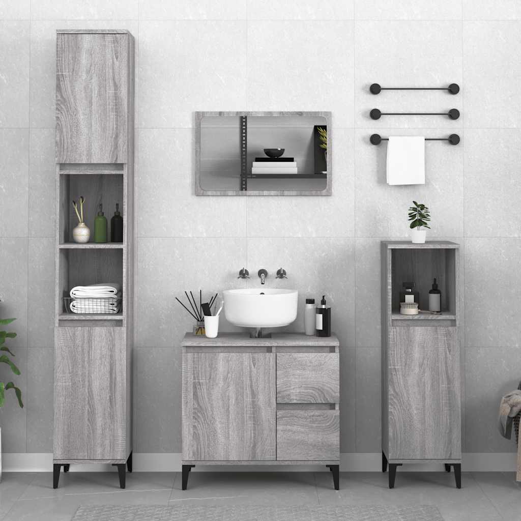 Bathroom Cabinet Gray Sonoma 65 X 33 X 60 Cm Particleboard