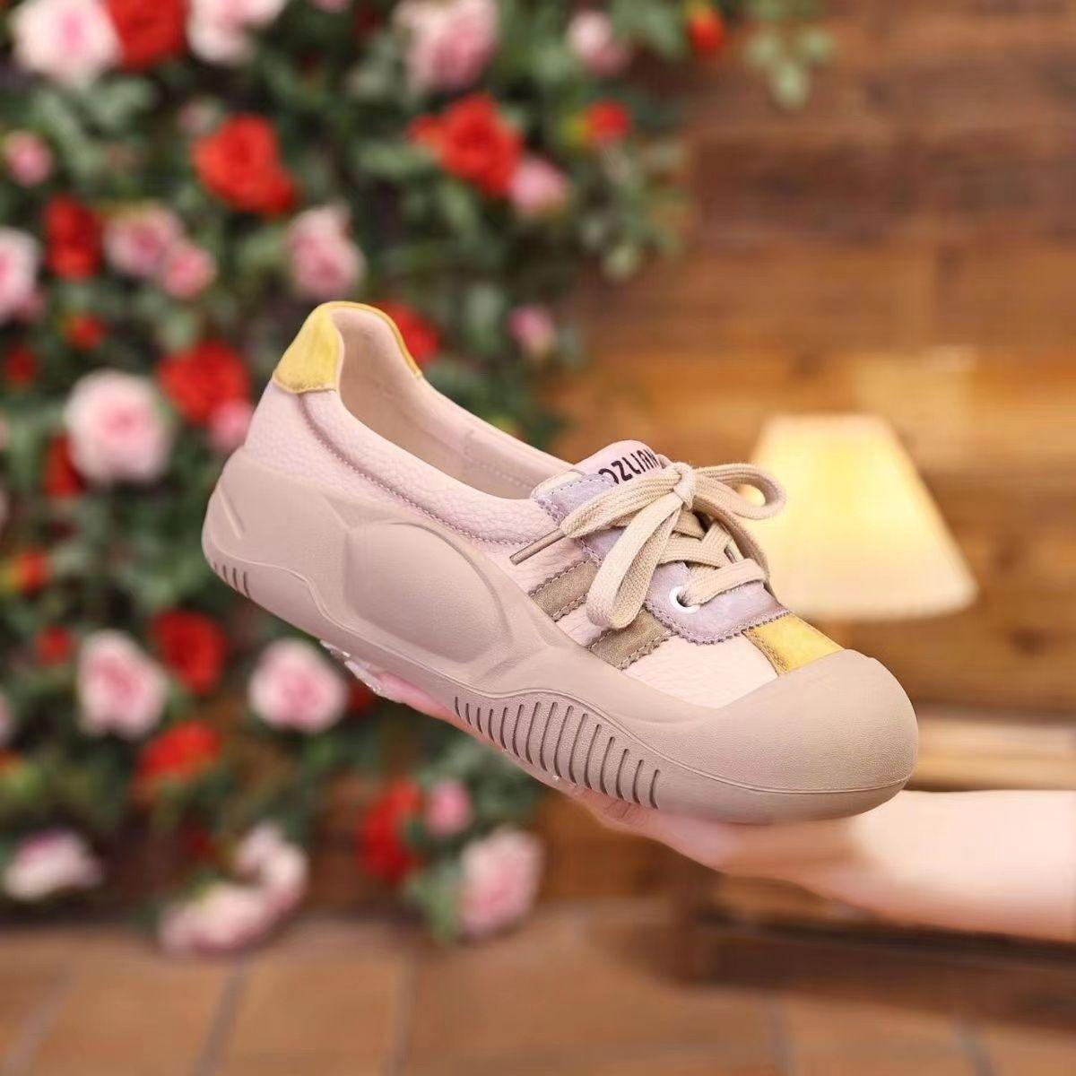 

Flat-soled sports shoes for pregnant women in foreign trade women s new spring and autumn soft-soled non-slip leather casual women s shoes in 2025 40 жёлтый