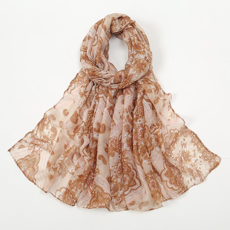 180*85Cm Fashion Retro Big Floral Viscose Scarf Lady Print Voile Shawls And Wraps Pashmina Foulards Muslim Hijab