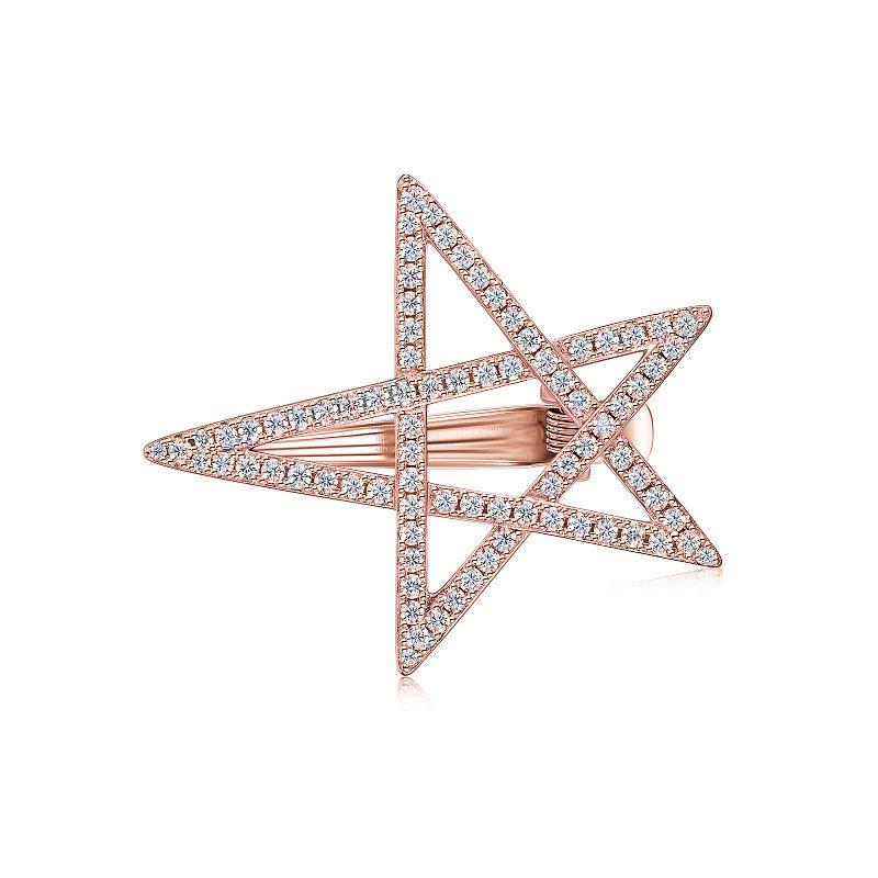 1pc Star Shaped 925 Sterling Silver Hair Clip Platinum Plated Moissanite Pendant Charm Geometric Design for Women Factory