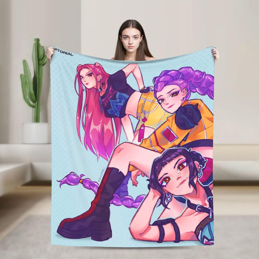 Demon KPop Blanket Soft Funny Plush Throw Blanket For Kids Bedroom Flannel Bedspread Bed Cover