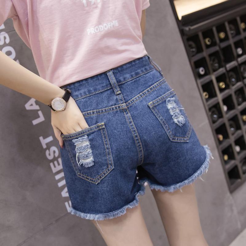 Vintage Blue Wide leg Denim Shorts for Women Summer Casual Sexy High Waist Ripped Jeans Shorts Female Solid Loose Plus Size Lady Shorts 24206