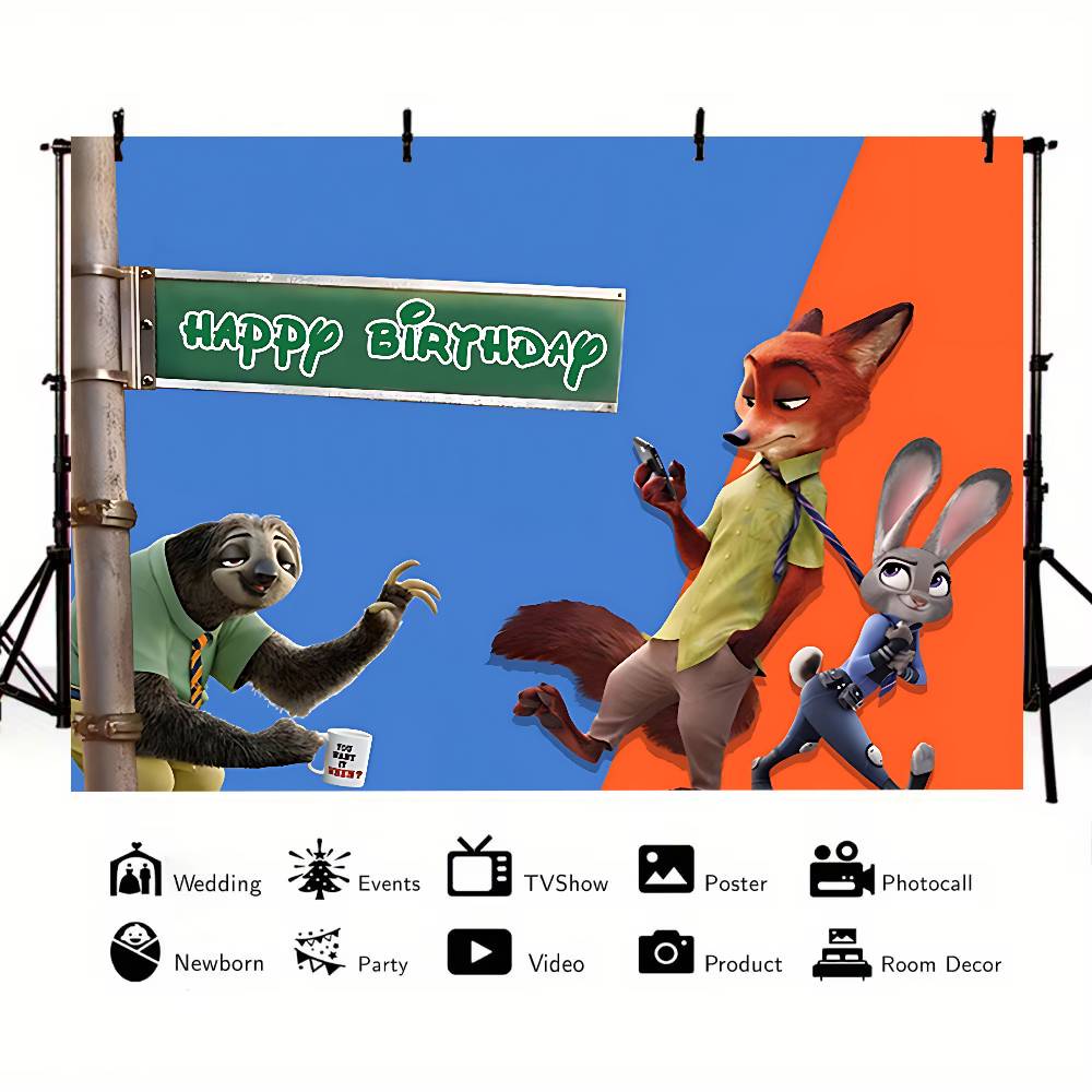 ANIMEZootopiaSCartoon Animal Background Photography Party Bedroom Living Room Decoration Shooting Background Cloth