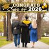 Large Congrats Grad Banner Gold Class of 2026 Banner Backdrop Graduation 2026 Yard Sign for Graduation Party Supplies Graduation Decorations 2026
