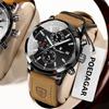 POEDAGAR Fashion Quartz Men's Watch Waterproof Luminous Chronograph Date Leather Man Watch Luxury Business Watches For Men Reloj