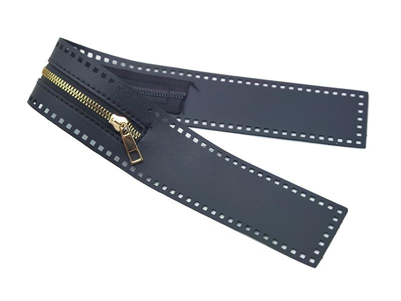 Long PU Band Zippers Close-end Auto-lock Type Gold Color Metal Zipper DIY Bag Accessories