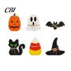 Tiered Tray Halloween Set 6Pcs Decor, Ghost Black Cat Mummy Figurines, Pumpkin Witch Decorations Hat Bat Wooden Ornaments for Shelf Table, Party