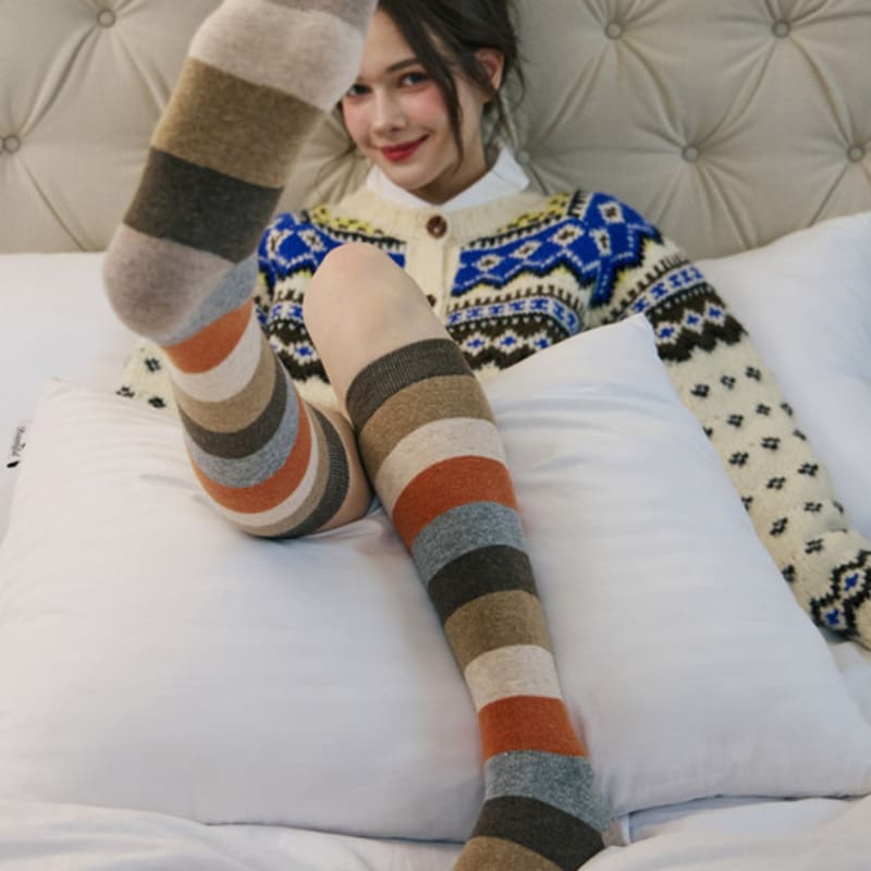 Bananasisters Indie Cashmere Wool Striped Knee Socks (2 Colors)