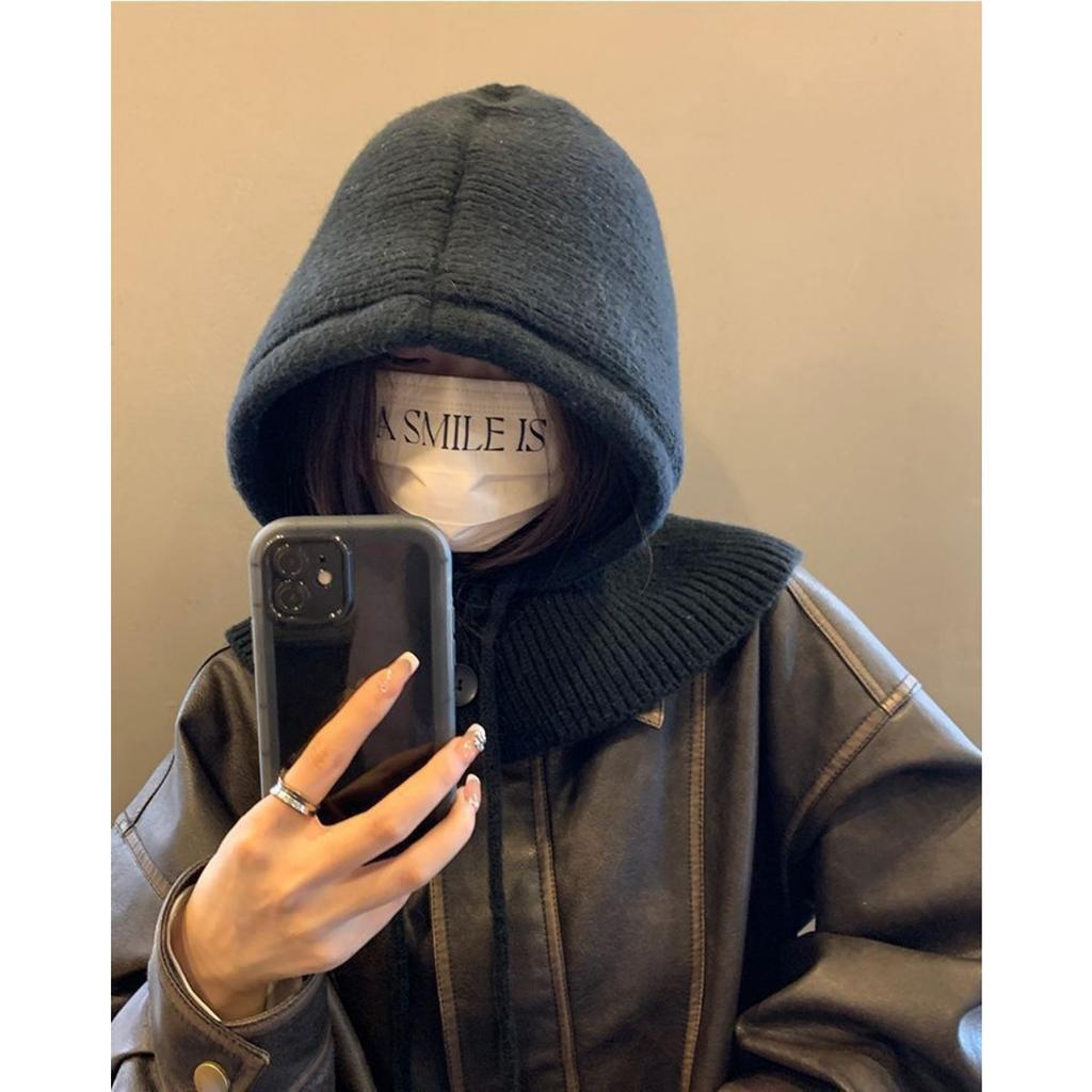 Autumn and Winter, Hat, Women's Hat, Winter Hat, Integrated Scarf, Ear Protection, Woolen Hat, Knitted Hat, Warm Hat