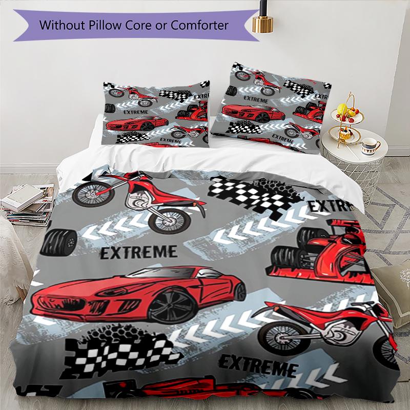 3pcs Racing Bedding Set Duvet Cover Closure Includes 1 Duvet Cover & 2 Pillowcases, Soft and Comfortable for All Seasons.