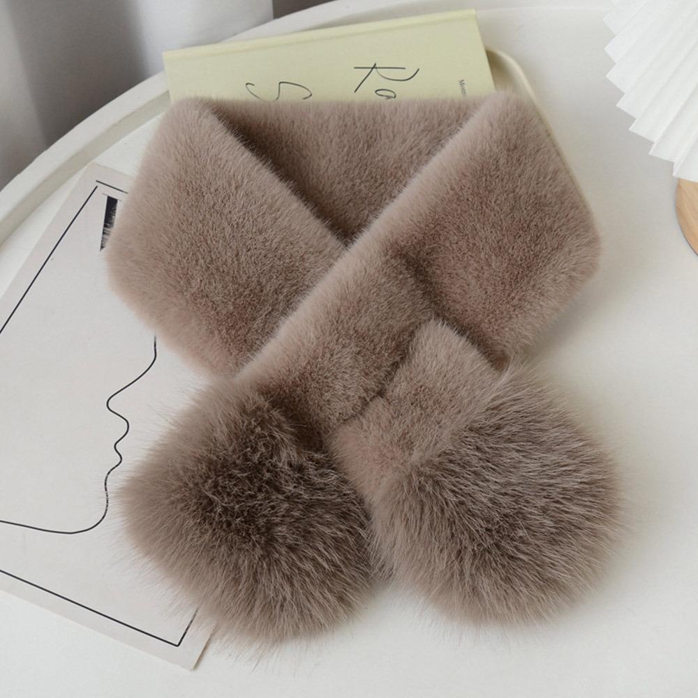 Winter Warm Solid Color Korean Winter Scarf Faux Mink Fur Soft Neck Collar Warmer Soft Plush Warm Neck Warmer Fashion Accessory