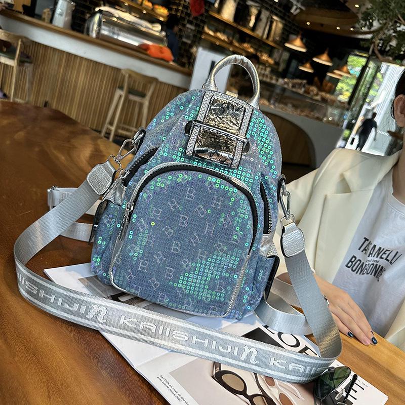 2023 Women's Versatile Western-Style Sequined Backpack – Trendy, Multi-Purpose, Small Size, Broad Strap Messenger Bag