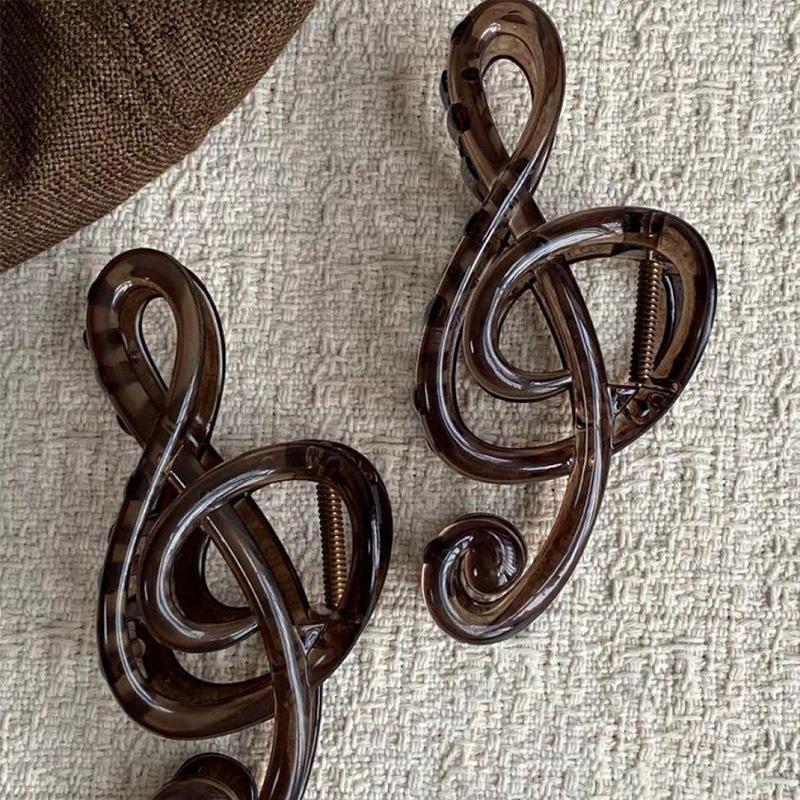 Korean INS Musical Note Shape Hair Claw Acrylic Glossy Sweet Barrettes Hairpin Shark Ponytail Headwear Women Hair Accessories