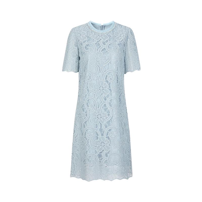 JUZUI Elegant Beaded Lace Midi Dress