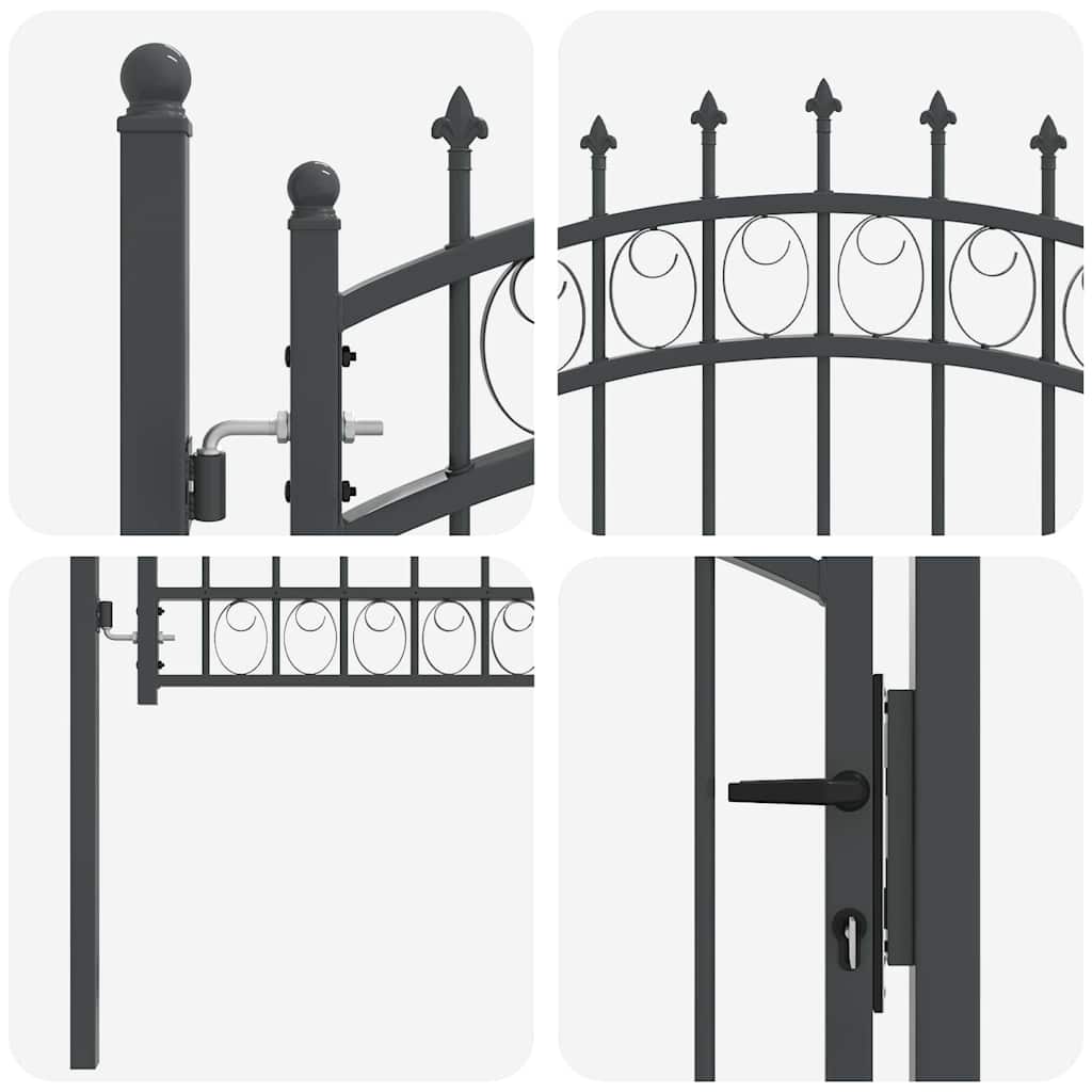 EMMEN Wrought Iron Garden Gate with Ornamental Spikes 125 X 100 Cm