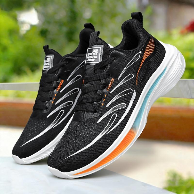 Men Plus Size Casual Running Sneakers, Light Breathable Odor Resistant Single Shoes For Dad