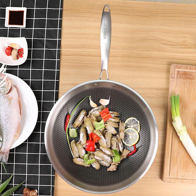 Kangbachi 3-Ply Stainless Steel Non-Stick Stir-Fry Pan