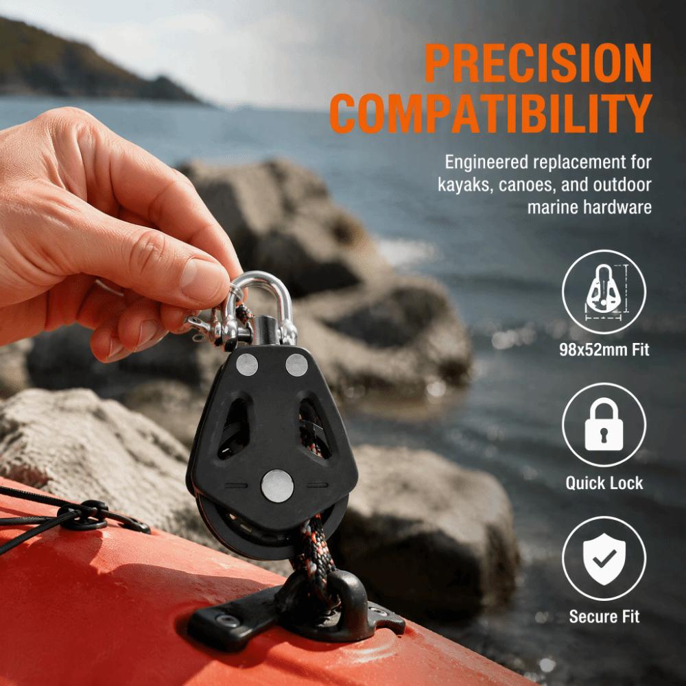 Durable Marine Pulley Black Low Friction Pulley Heavy Duty Pulley Canoe Marine Hardware Swap