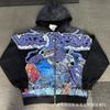 Premium Streetwear Hoodie With Rhinestone Embellishment Oversized Zip-Up Sweatshirt Men Cotton Blend Loose Fit