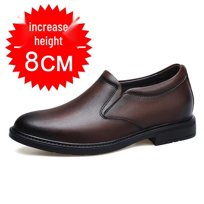 Men s 8cm Height-Boosting Leather Dress Shoes - Formal & Casual British Style 36