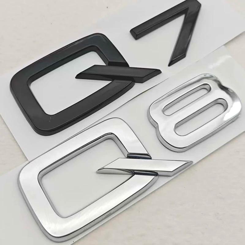 Für Audi Q7 Q8 Quattro Autoaufkleber Zubehör ABS Logo Q7 Q8 Heckklappen-Plakette Emblem Aufkleber Auto-Buchstaben