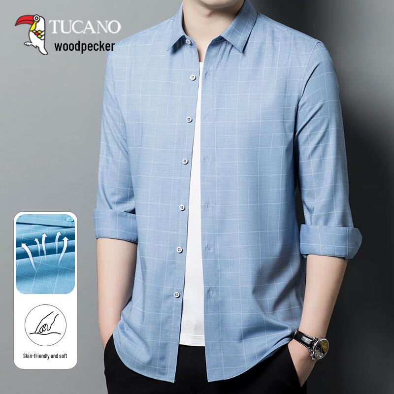 TUCANO Men s Spring/Autumn Non-Iron Business Casual Long-Sleeve Shirt 3XL