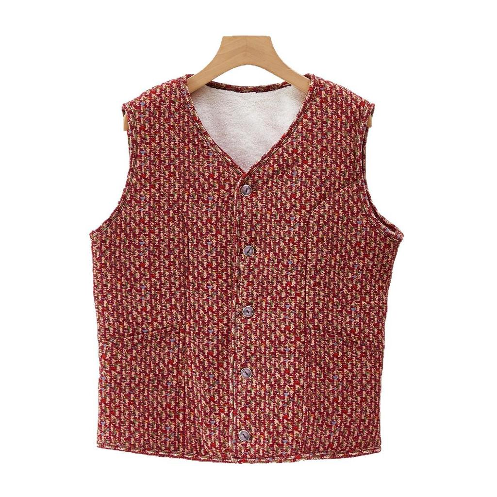 Warme, mit Fleece gefütterte Baumwollweste für Frauen mittleren und höheren Alters, perfekt für Mütter und Großmütter