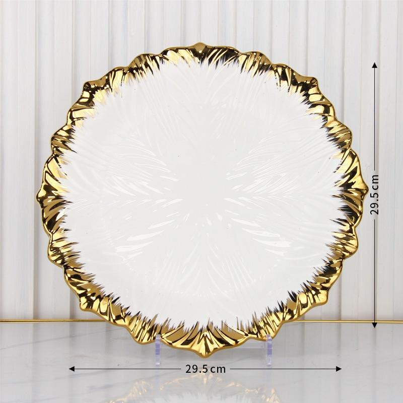 Golden Edged Ceramic Dining Plate Western Steak Plate Sushi Plates Dessert Bowl Sashimi Plates Fruit Dish Salad Bowl Soup Bowls
