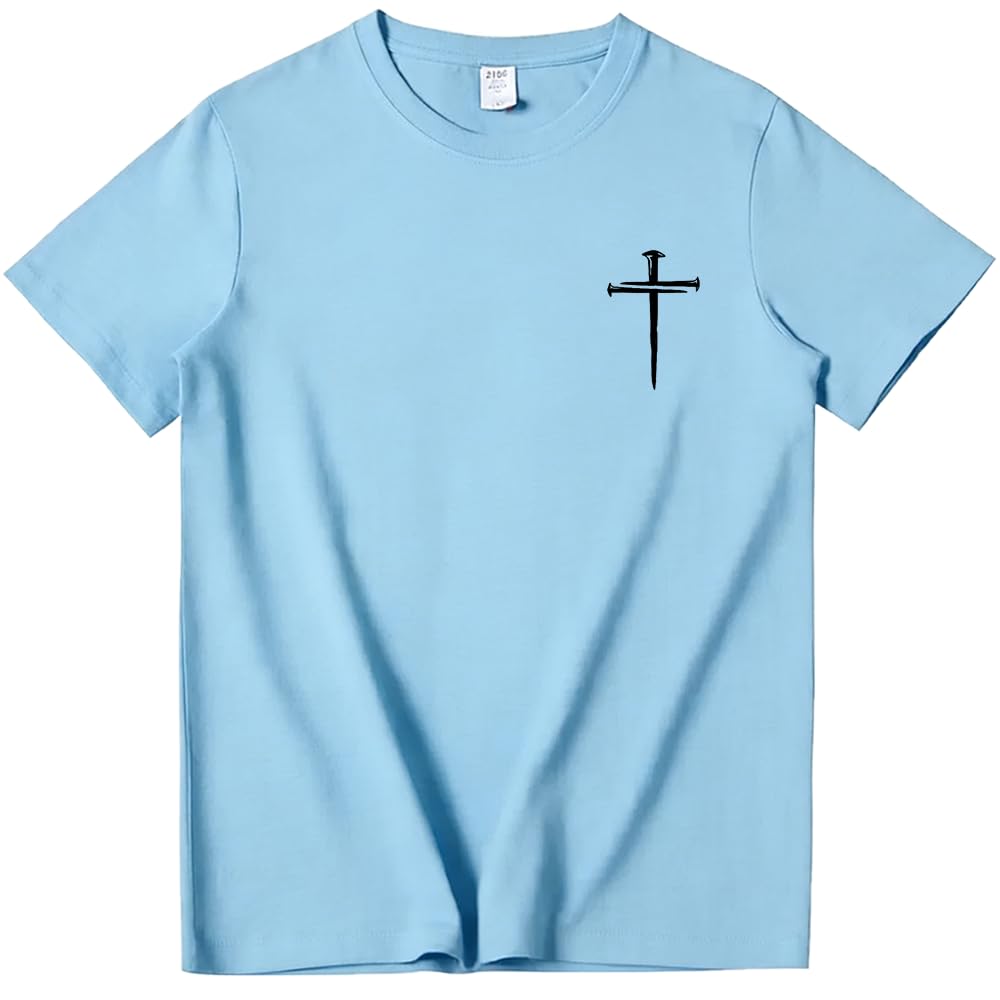Three Nails Cross T-Shirt God Christian Faith Jesus Shirt Casual Crew Neck Short Sleeve Graphic Tee Tops