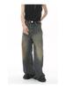2024 Unisex Retro Hong Kong Style Wide-Leg Jeans - Blue, All-Season