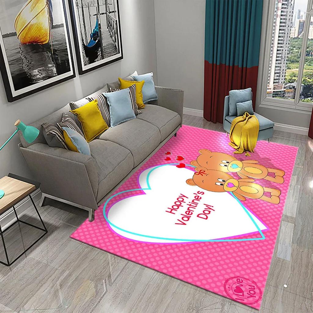 Mother's Day Happy Carpet Romantic Warm Rugs Living Room Bedroom Rug Heart Carpet Baby Girl Soft Play Floor Mat Kitchen Parlor