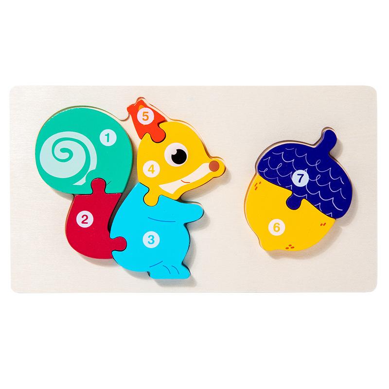 Wooden Food Chain Puzzle Animal Building Block Early Education Children Three-Dimensional Puzzle Intellectual Toy