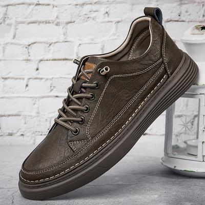 Comfortable Soft Sole Casual Shoes Men's Lace Up Oxford Shoes Cowhide Thick Bottom Outdoor Wear Resistant Non-slip Walking Shoes