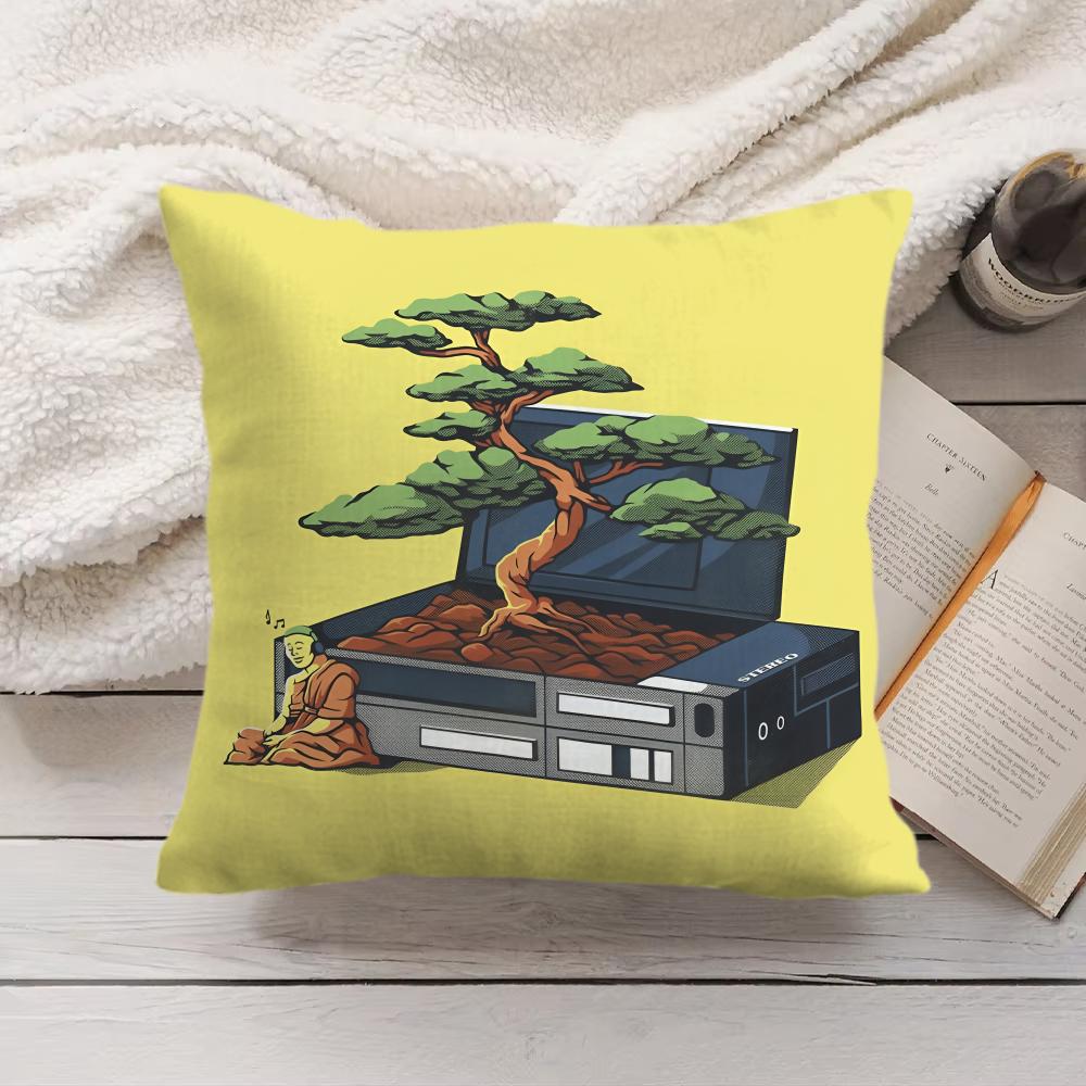 Vintage Retro Cassette Tape Cushion Cover Short Plush Double-Sided Printing Home Machine Washable In Warm Winter Pillow Cover