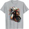 T-shirt Unisex Cappello con Piume da Capo Indiano Nativo Americano